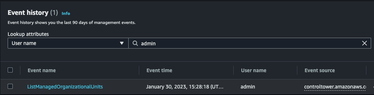 Showing the CloudTrail event.