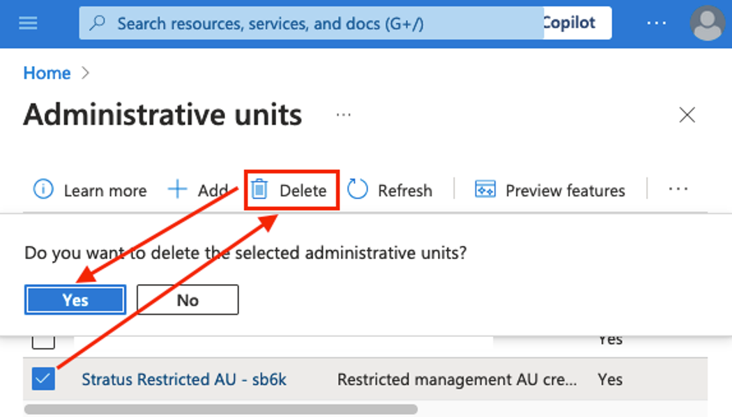 A role such as Security Administrator is not able to list AU members (click to enlarge).